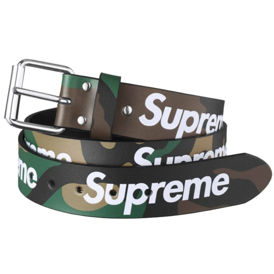 Supreme Leather Belt 'Woodland Camo'