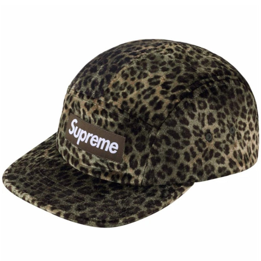 Supreme Leaopard Velvet Camp Cap 'Olive'