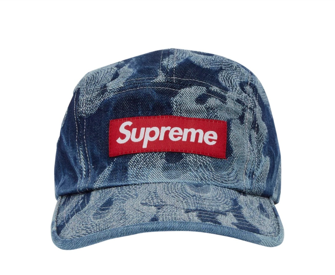 Supreme Flames Jacquard Denim Camp Cap 'Washed Indigo'