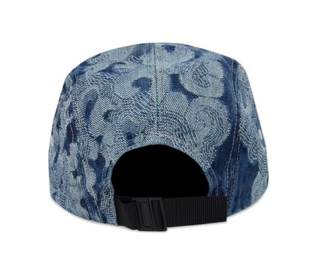 Supreme Flames Jacquard Denim Camp Cap 'Washed Indigo'